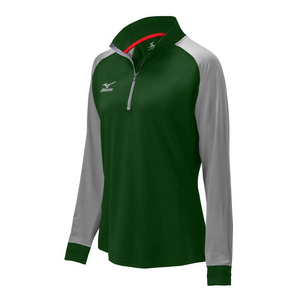 Womens Mizuno Prime 1/2 Zip Volleyball Jacket Green/Grey Philippines (ETWFNJ027)